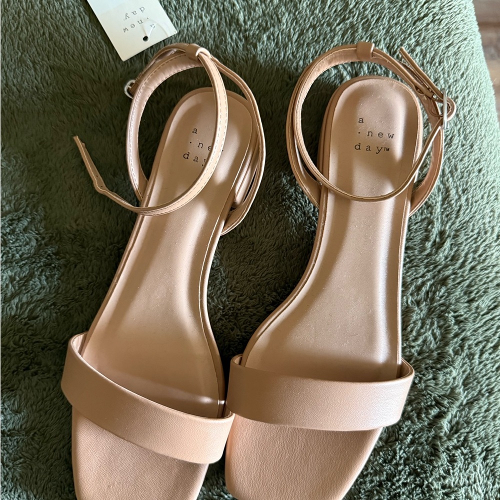 A New Day Tan Minimalist Sandals with Ankle Strap